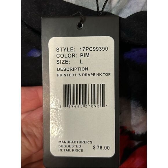 š Adrianna Papell floral cowl drapeāneck knit top sizeā L BIN P - Picture 7 of 11